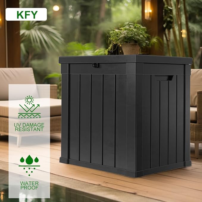 50 gallon deck box, All-weather resin material outdoorstorage box easy to - Image 8