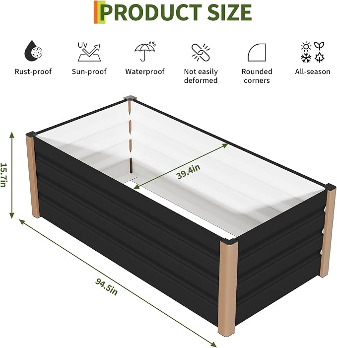 Garvee Commercial Aluminum Raised Garden Bed 8' x 3.5' x 16", Extra Large - Image 2