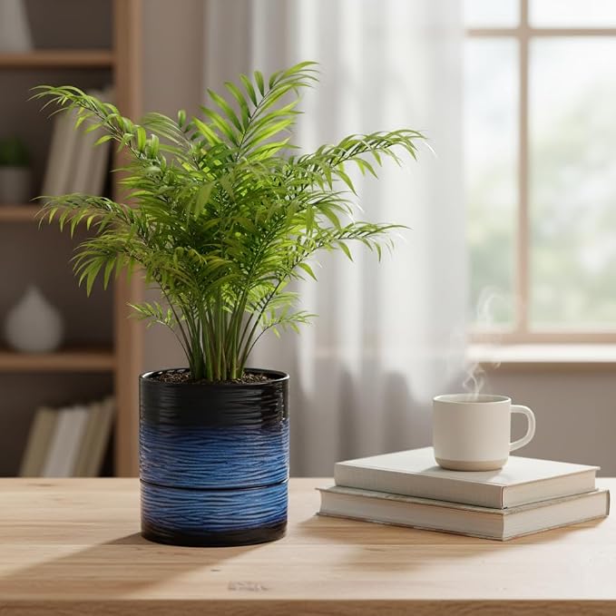 Nihow Self Watering Plant Pot: 6 Inch Ceramic Planter - Image 2
