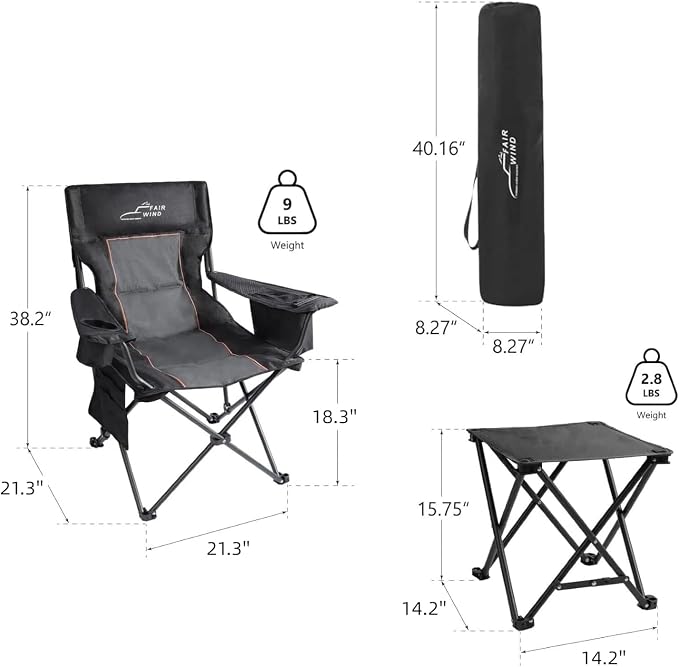FAIR WIND Oversized Padded Camping Chair - Image 3