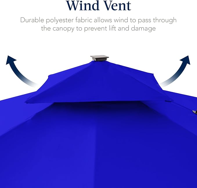 Best Choice Products 12x12ft LED Cantilever Patio Umbrella w/Base Included & - Image 7