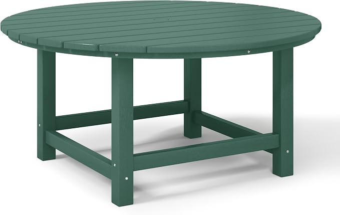 WestinTrends Malibu Low Outdoor HDPE Round Patio Coffee Table, Dark Green - Image 7