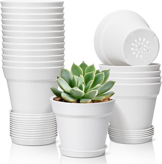T4U 4 Inch Plant Pots 18-Pack, Small Flower Pots by T4U