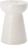 Safavieh Castle Gardens Collection Daphne White Glazed Ceramic Garden Stool by SAFAVIEH
