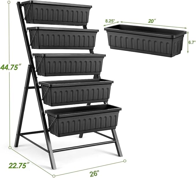 SEJOV 2 Pack Vertical Raised Garden Bed, 5 Tiers Elevated Planter Box - Image 8