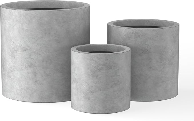 Kante 9.8", 15.7" Dia Round Concrete Planter Set of 3, Modern Style Large by Kante