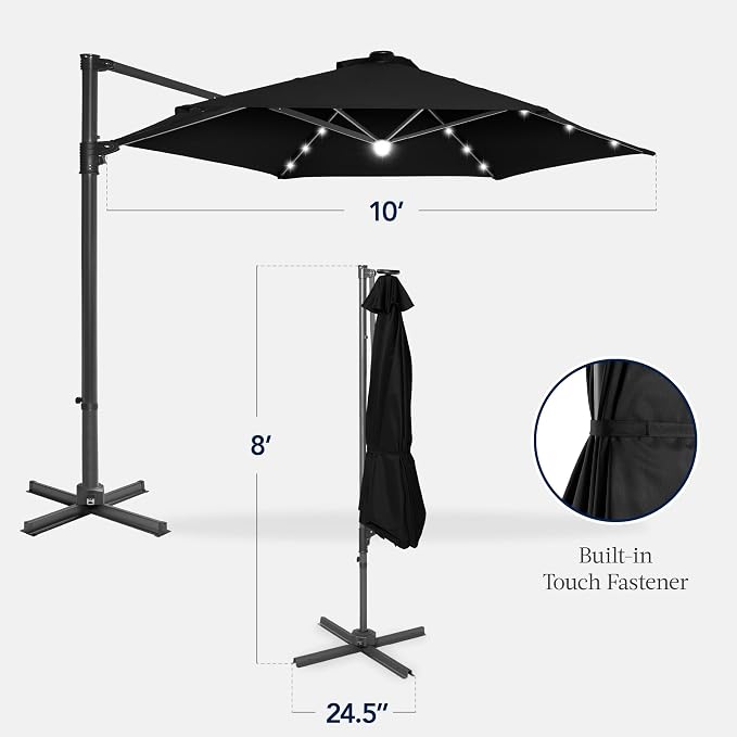 Best Choice Products 10ft Solar LED Offset Cantilever Hanging Market Patio - Image 2