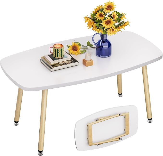 WOHOMO Folding Coffee Table 39.3'' White Coffee Tables by WOHOMO