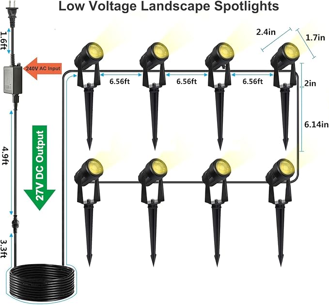 SUNTHIN Outdoor Landscape Lighting, 8 Pack LED Spot Lights Kit - Image 5