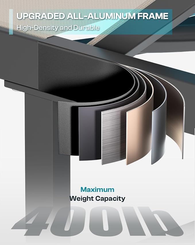 Lounge Chair Outdoor with Wheels, Aluminum Patio Chaise Lounge Chair with 5 - Image 5