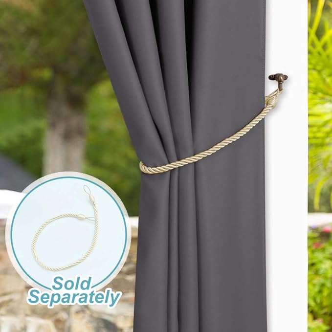 NICETOWN Patio Outdoor Curtain Grey Waterproof, Gazebo Covers - Image 7