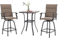 PHI VILLA 3 Piece Outdoor Swivel Bar Stools Set, Bar Height Patio Set by PHIVILLAThepioneerofcomfortablehouseholdsupplies