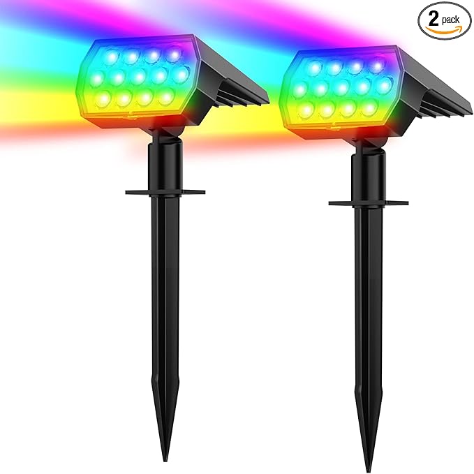 Solar Spot Lights Outdoor Color Changing, Christmas IP65 Waterproof Landscape by Flaow