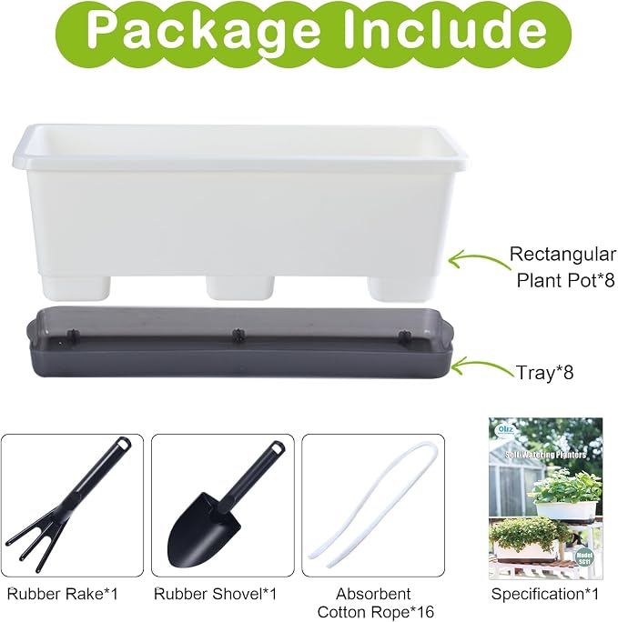 Window Box Planter 8 Pcs, 17 Inches Rectangle Flower Pots - Image 8