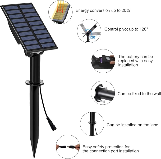 T-SUN Solar Spotlights Outdoor Waterproof, Solar Landscape Spotlights, Solar - Image 5