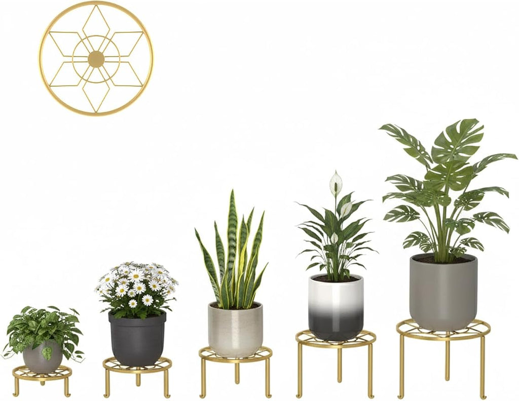 5 Pack Metal Plant Stands 5-Pack Round Supports Display Rack Tiered Plant Stand - Image 2