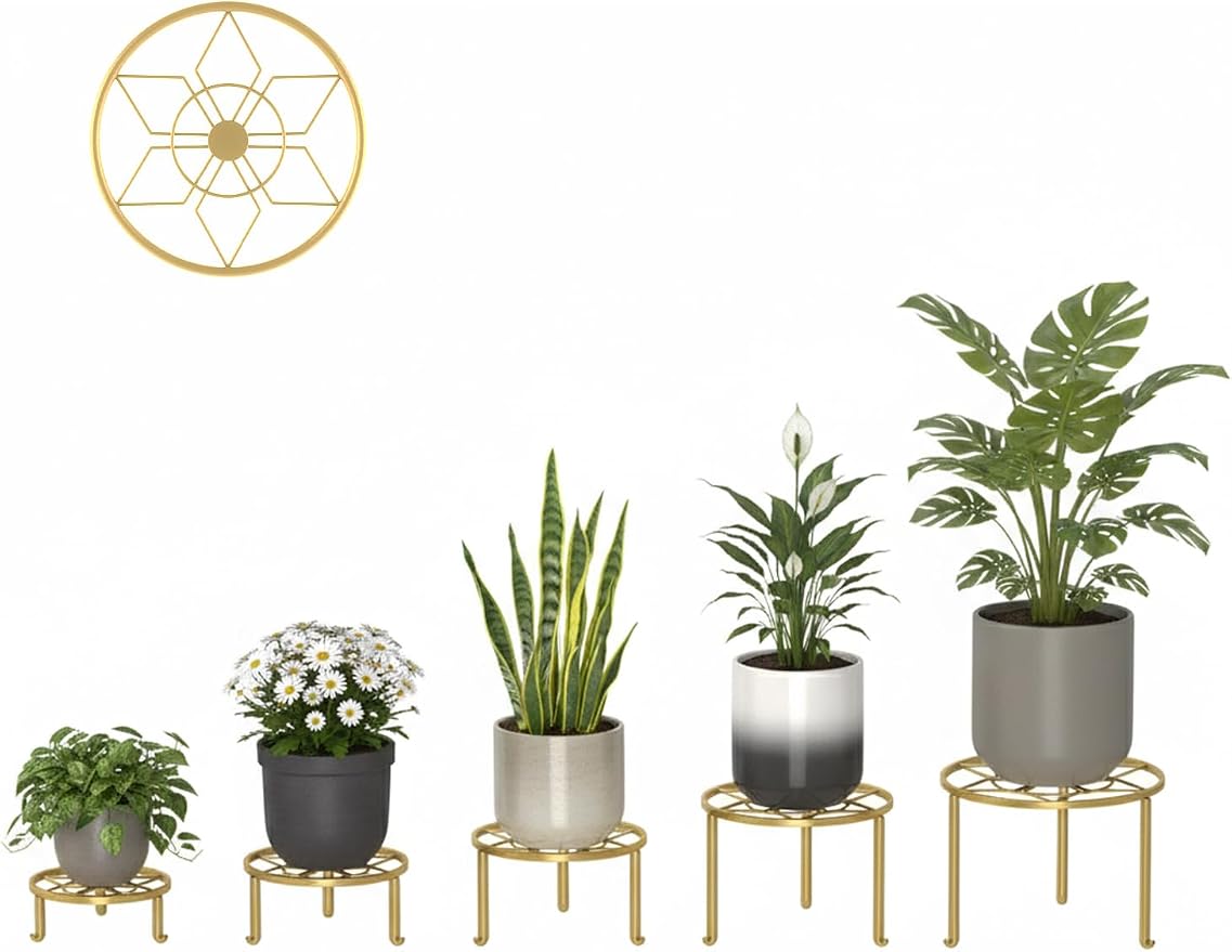 5 Pack Metal Plant Stands 5-Pack Round Supports Display Rack Tiered Plant Stand - Image 2