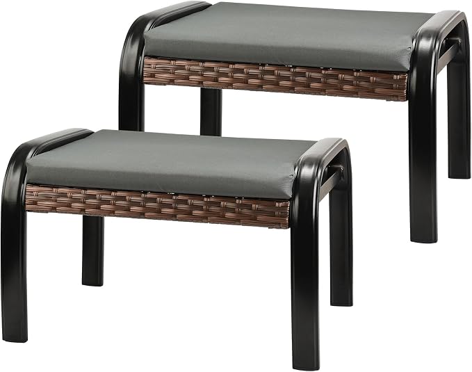 Patio Footstool Ottoman Outdoor Foot Rest by Deguifei