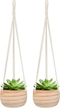 Mkono Ceramic Hanging Planter Macrame Plant Holder 5 Inch Cute Succulent Cactus by Mkono