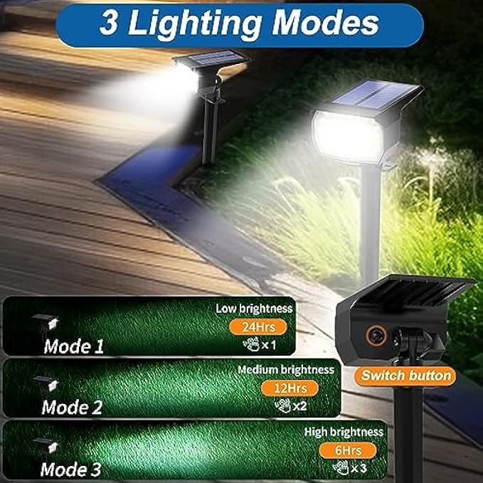 Solar Spot Lights Outdoor Waterproof IP65, 6 Pack Landscape Spotlights - Image 3