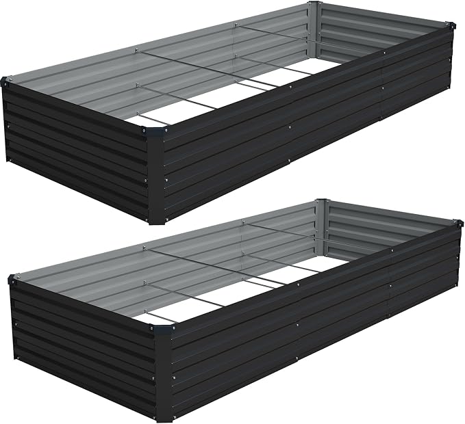 Vengarus 2 Pack 9x3x1FT Galvanized Raised Garden Bed Kit, Outdoor Metal Planter by Vengarus
