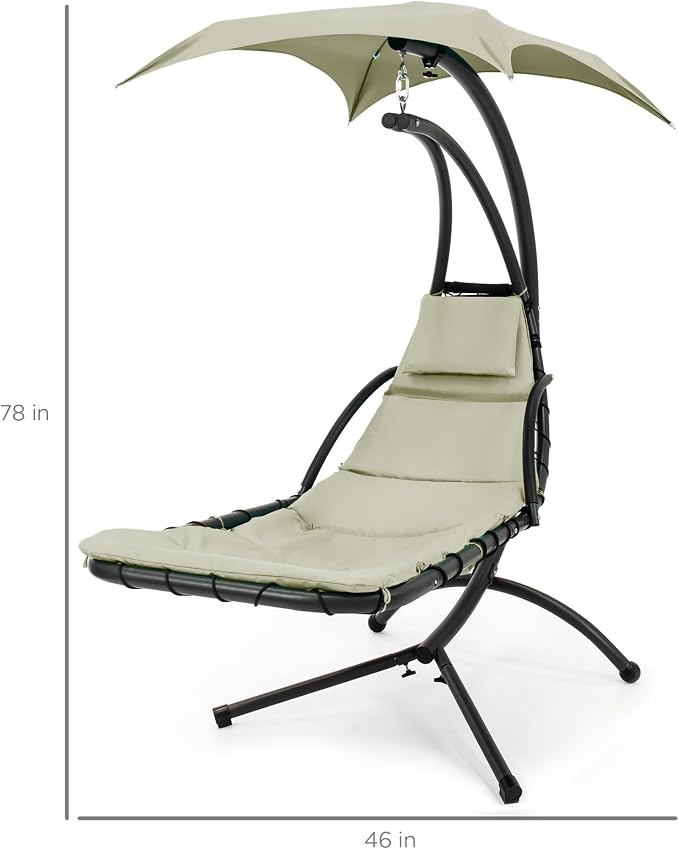 Best Choice Products Outdoor Hanging Curved Steel Chaise Lounge Chair Swing - Image 2