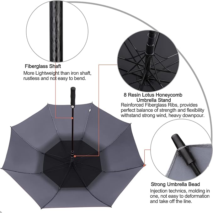 G4Free 47/54/62/68/72 Inch Automatic Open Golf Umbrella Oversize Extra Large - Image 5