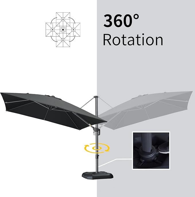 PURPLE LEAF 10' X 13' Square Cantilever Umbrella Patio Umbrella - Image 5