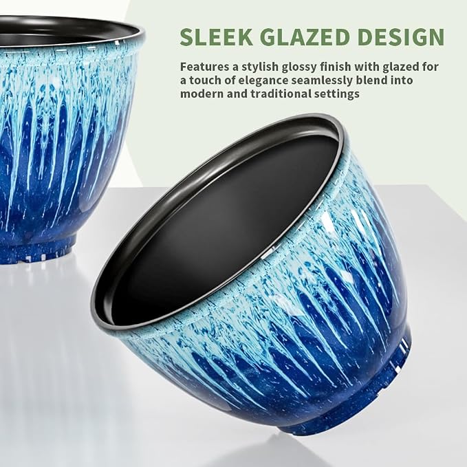 Flower Pots, 8 Inch Plastic Plant Pots - Image 3