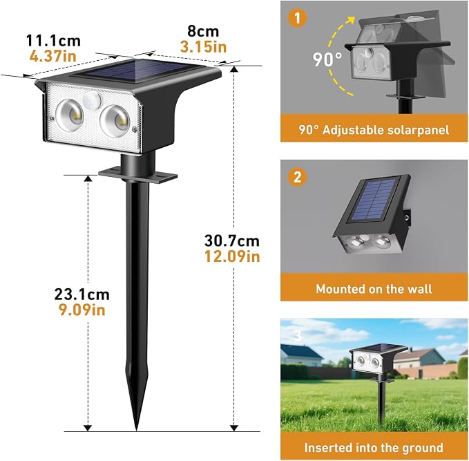 btfarm Solar Spot Lights Outdoor Waterproof, 8 Pack/3 Modes Motion Sensor Lights - Image 6