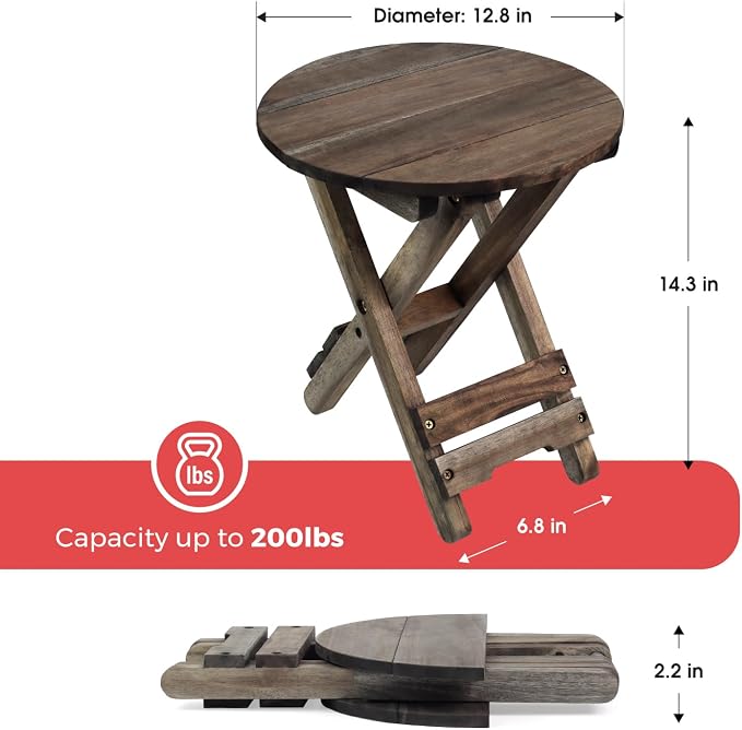 Small Patio Table, Outdoor Folding Side Table, Portable Accent Coffee End Table - Image 3