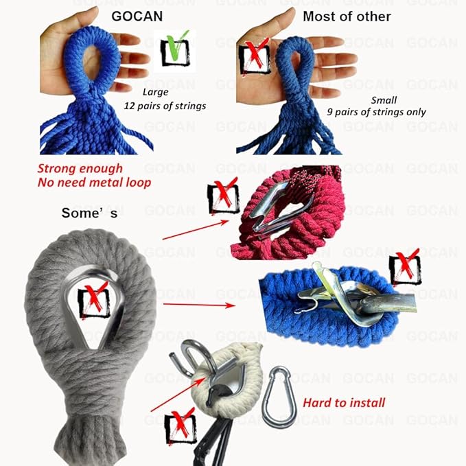 Brazilian Double Hammock 2 Person Extra Large 220x160cm Total Length 330cm Load - Image 5