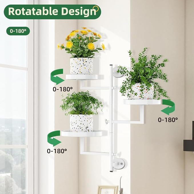 Plant Holder Indoor Rotating Window Plants Shelves Metal Wall Plant Stand 3 - Image 2
