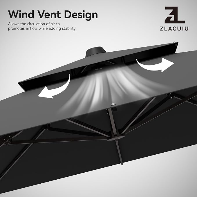 9x12FT Grey Cantilever Outdoor Patio Umbrella - Image 7