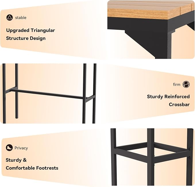 AECOJOY 6 Piece Patio Bar Set, Patio Bar Height Table and Chairs Set 47" - Image 4