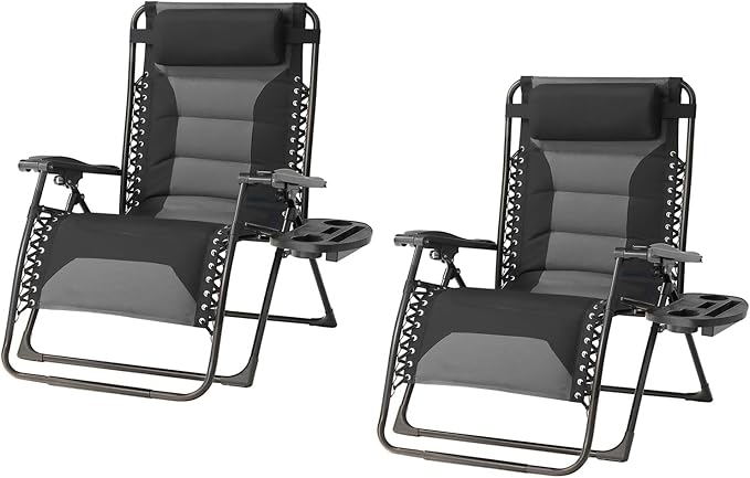 Zero Gravity Chair Set of 2 Oversized Padded Recliner by Unknown