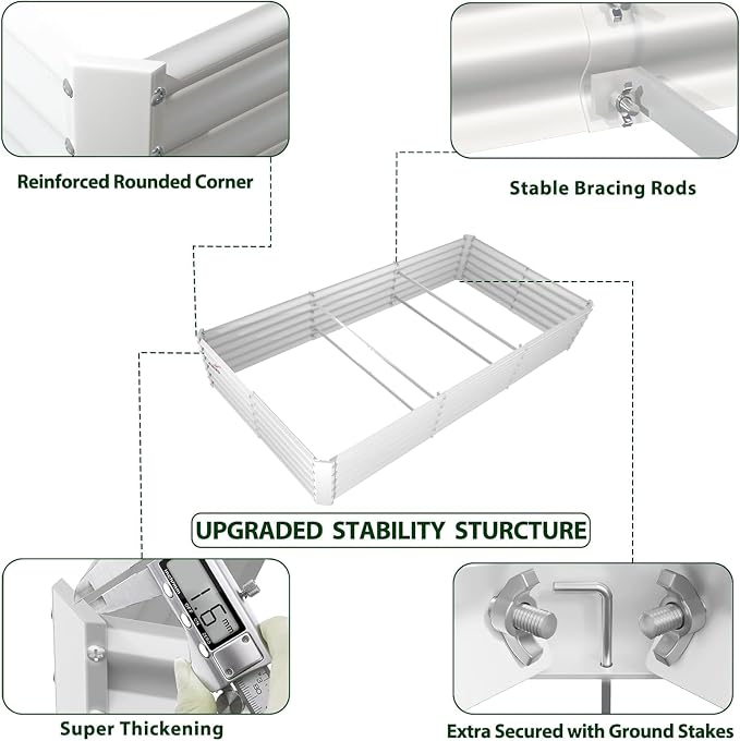 A ANLEOLIFE 8X4X1.5 ft Galvanized Raised Garden Bed, Rectangle Above Ground - Image 3
