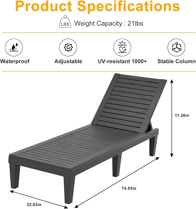 ROJIK Outdoor Chaise Lounge Chair - Image 2