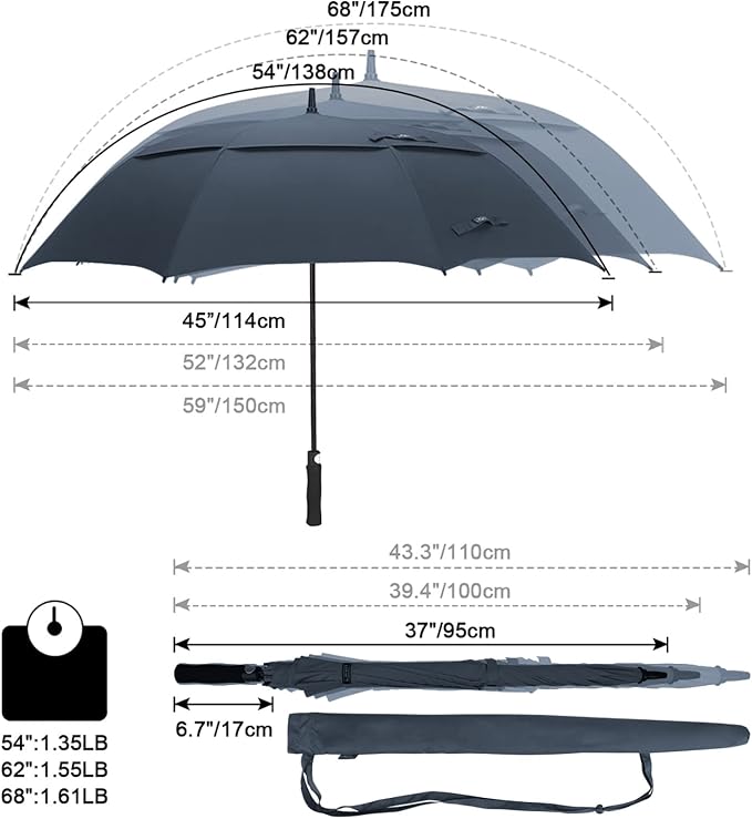 G4Free 47/54/62/68/72 Inch Automatic Open Golf Umbrella Oversize Extra Large - Image 2