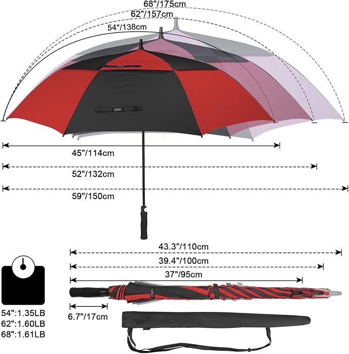 G4Free 47/54/62/68/72 Inch Automatic Open Golf Umbrella Oversize Extra Large - Image 2