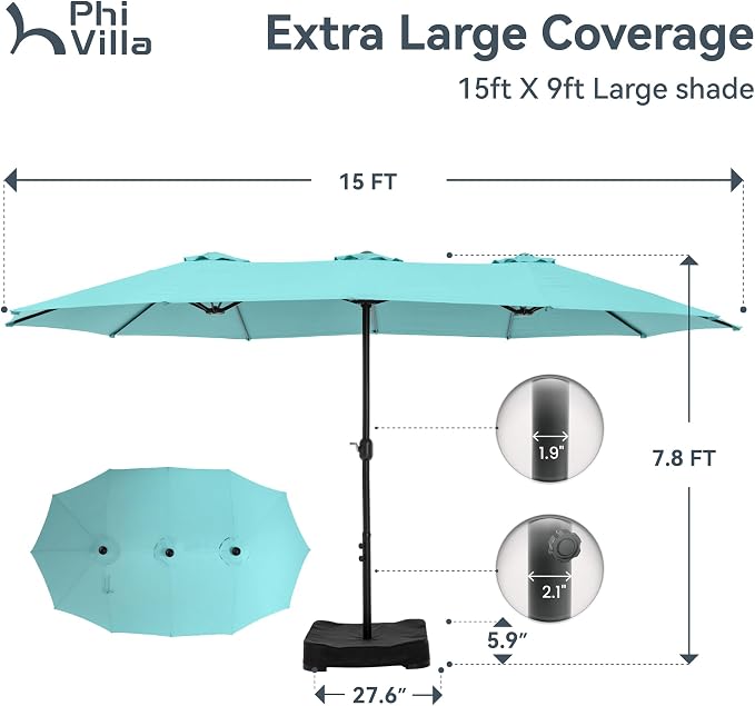 PHI VILLA 15ft Large Patio Umbrellas - Image 6
