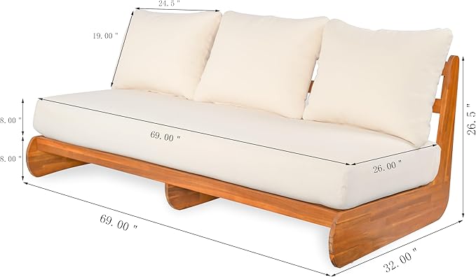 Christopher Knight Home Poppy Acacia Wood Outdoor 3 Seater Sofa - Image 2