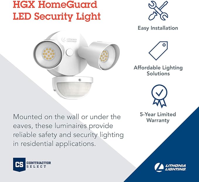 Lithonia Lighting HomeGuard 2-Light LED Outdoor Flood Lights, Motion Sensor - Image 2