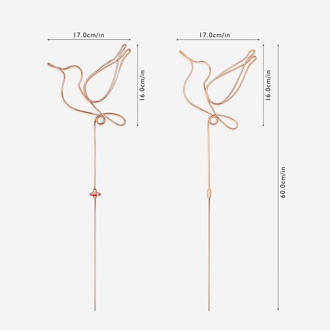 Hummingbird Decor Garden Stakes Decorative Set of 2, Hummingbirds Metal Wire - Image 3