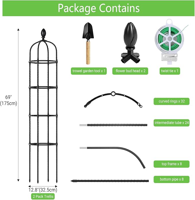 2 Pack 6Ft Tall Garden Obelisk Trellis - Image 2