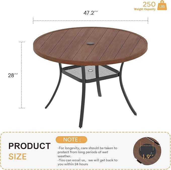 VICLLAX 47.2" Round Patio Table - Image 2