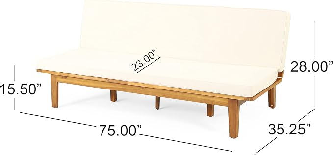 Christopher Knight Home Jill Daybed, Teak + Beige - Image 8