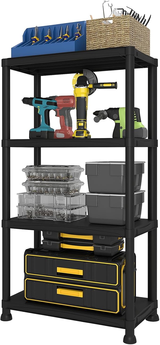Plastic Storage Shelves, 11.8" D x 23.62" W x 52.56" H Plastic Shelves by Unknown
