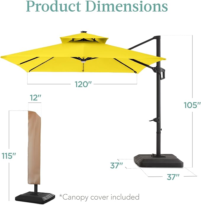 Best Choice Products 10x10ft Cantilever Patio Umbrella w/Base Included - Image 7