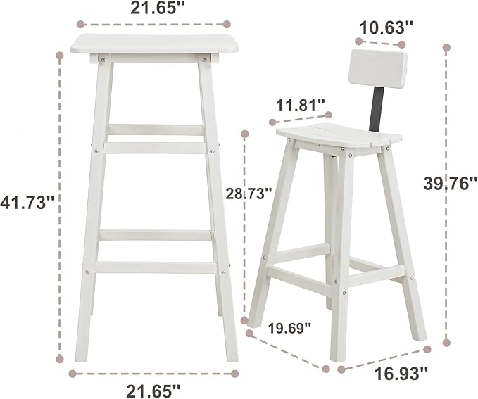 Bar Height Chairs Set of 2, HDPE Bar Height Outdoor Chairs, Weather Resistance - Image 3
